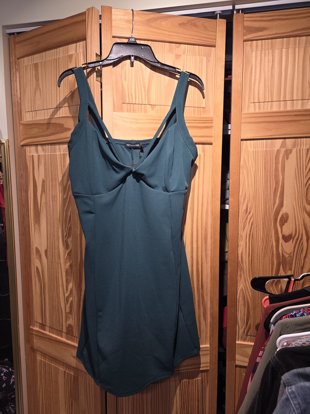 Forest Green Sleeveless Mini Dress with Double Front Strap